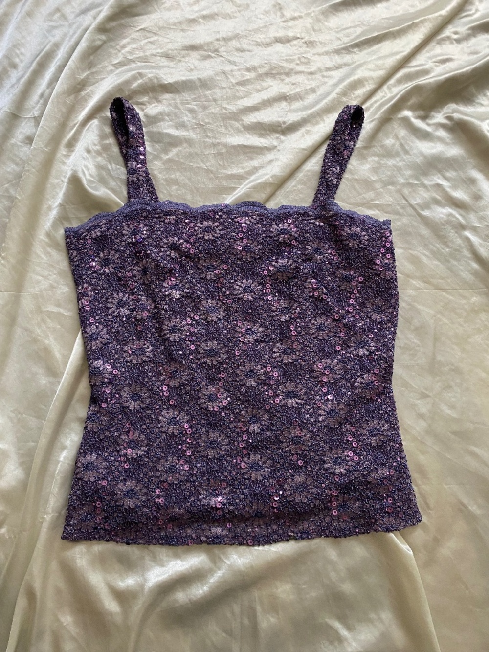 Vintage 1990s y2k Purple Lace Sequin Cami Fairy Whimsygoth Small Party